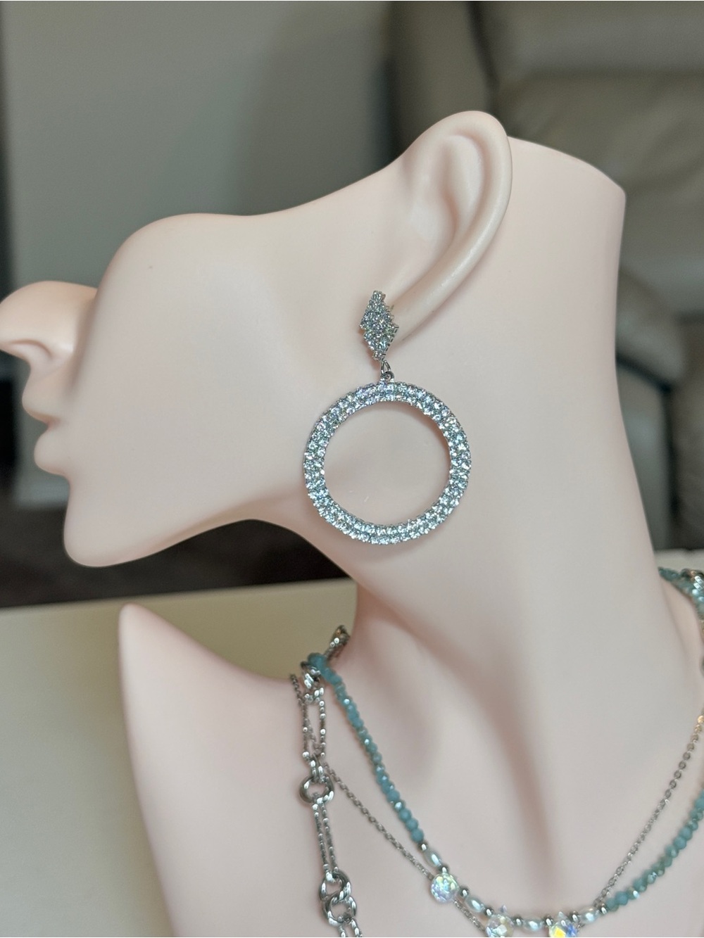 Silver Crystal Drop Earrings